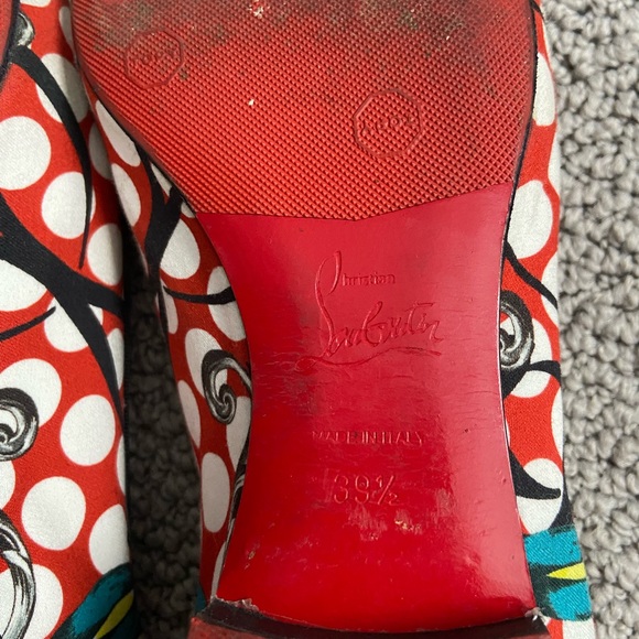Christian Louboutin Multicolor Printed Fabric Smoking Slippers Size 39.5 / 9 - Picture 5 of 7